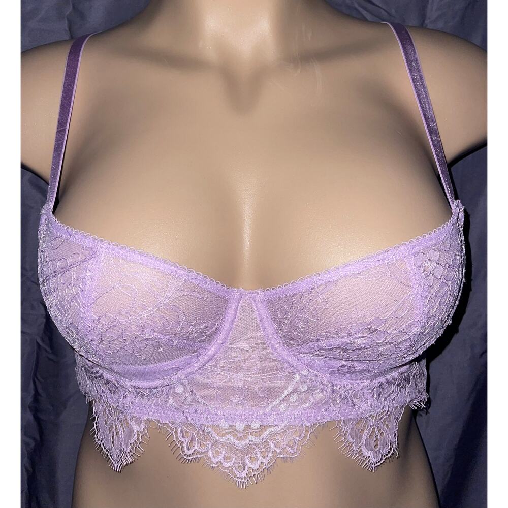 34D PURPLE LACE VICTORIA'S SECRET DREAM ANGELS LONGLINE BALCONETTE BRA